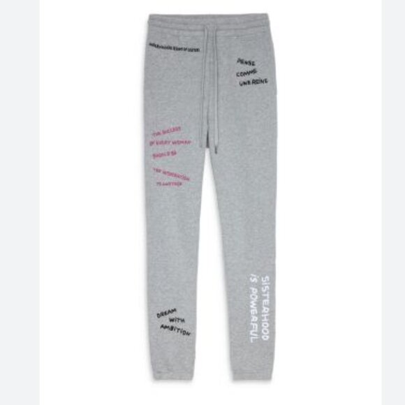 Zadig & Voltaire x Band of Sisters Sofia Embroidered Joggers Gray Size Medium - Picture 3 of 9